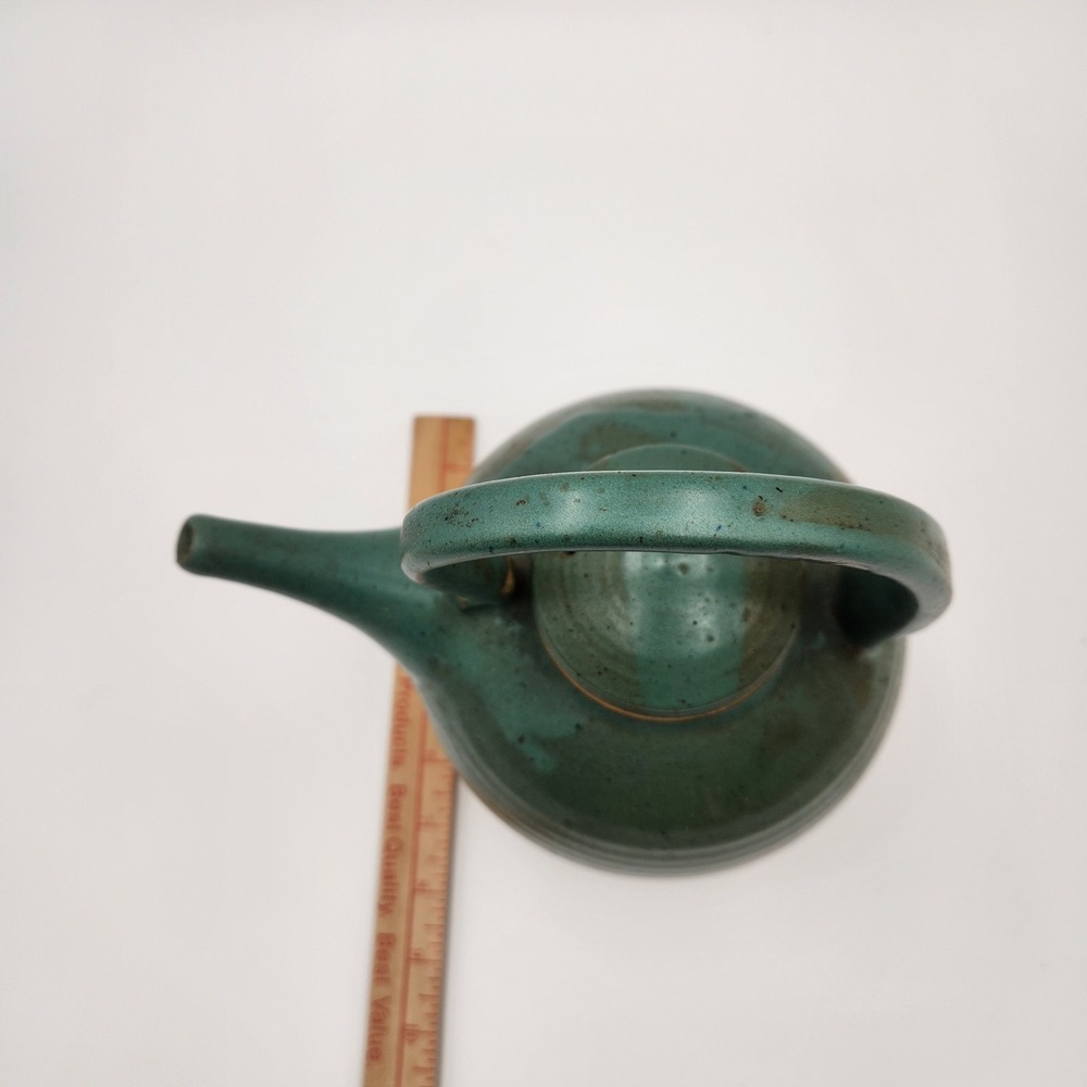 Mounce Studio Pottery Teapot Teal Green Glazed Signed 10.5in Wabi Sabi Organic - Picture 11 of 11